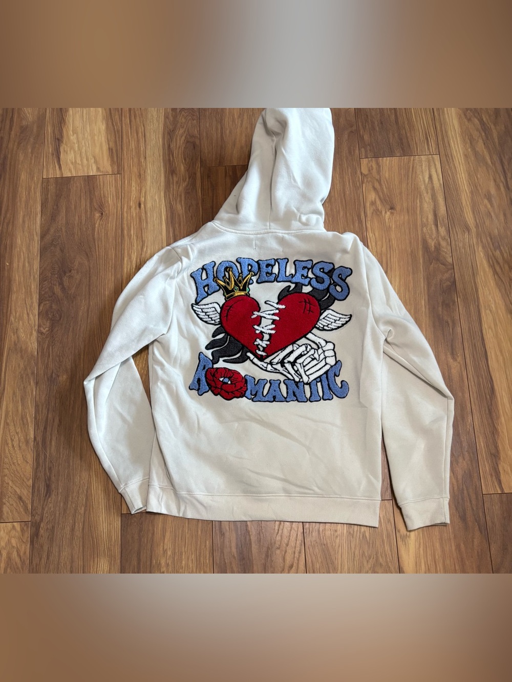 Men's Cream 'Hopeless Romantic' Graphic Hoodie
